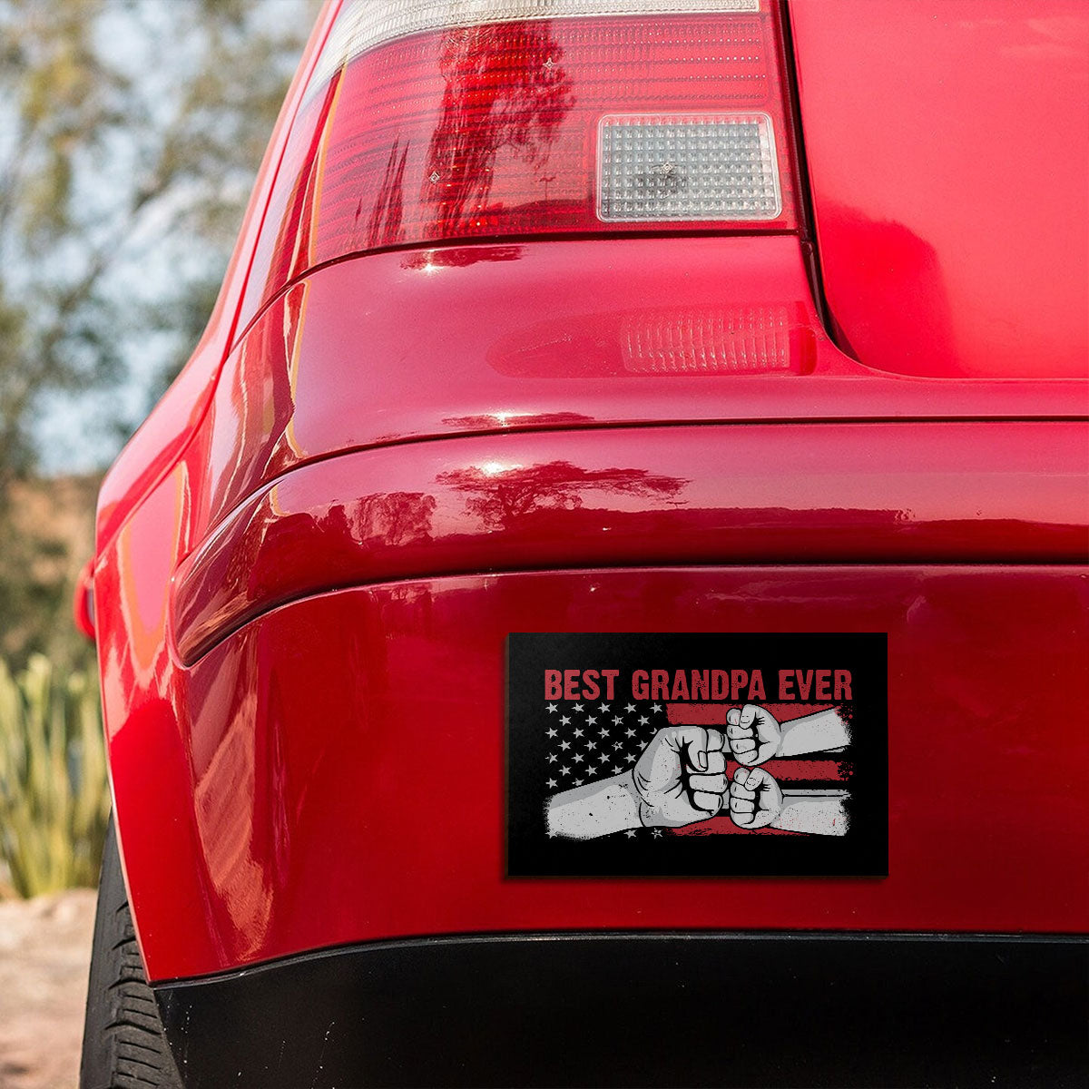 Grandpa Fist Bump Nation Flag Personalized Car Magnet, Gift For Grandpa