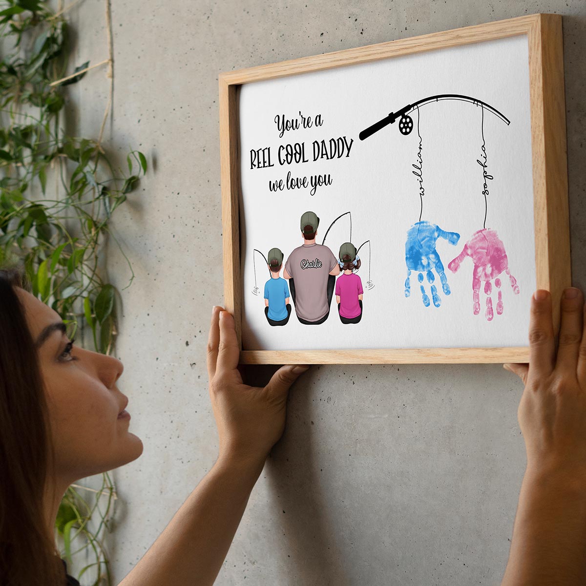Reel Cool Daddy DIY Handprint Gift For Dad And Grandpa, Fishing Lover, Birthday Gift