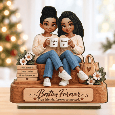 Besties Forever Together - Personalized 2-Layered Wooden Plaque - Christmas Gift Best Friends, Besties