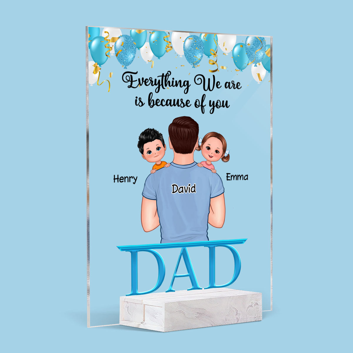 Dad Holding Kids Happy Father‘s Day Personalized Acrylic Plaque