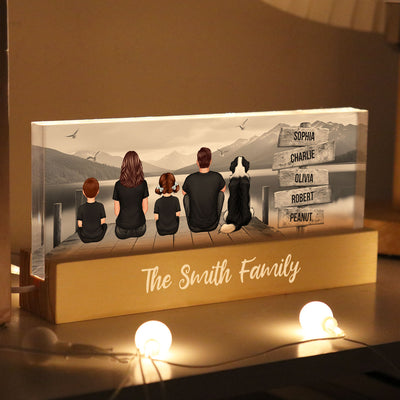 Family A Little Whole Lot of Love Sign Posts Personalized Acrylic Block LED Night Light, Home Decoration, Gift For Family