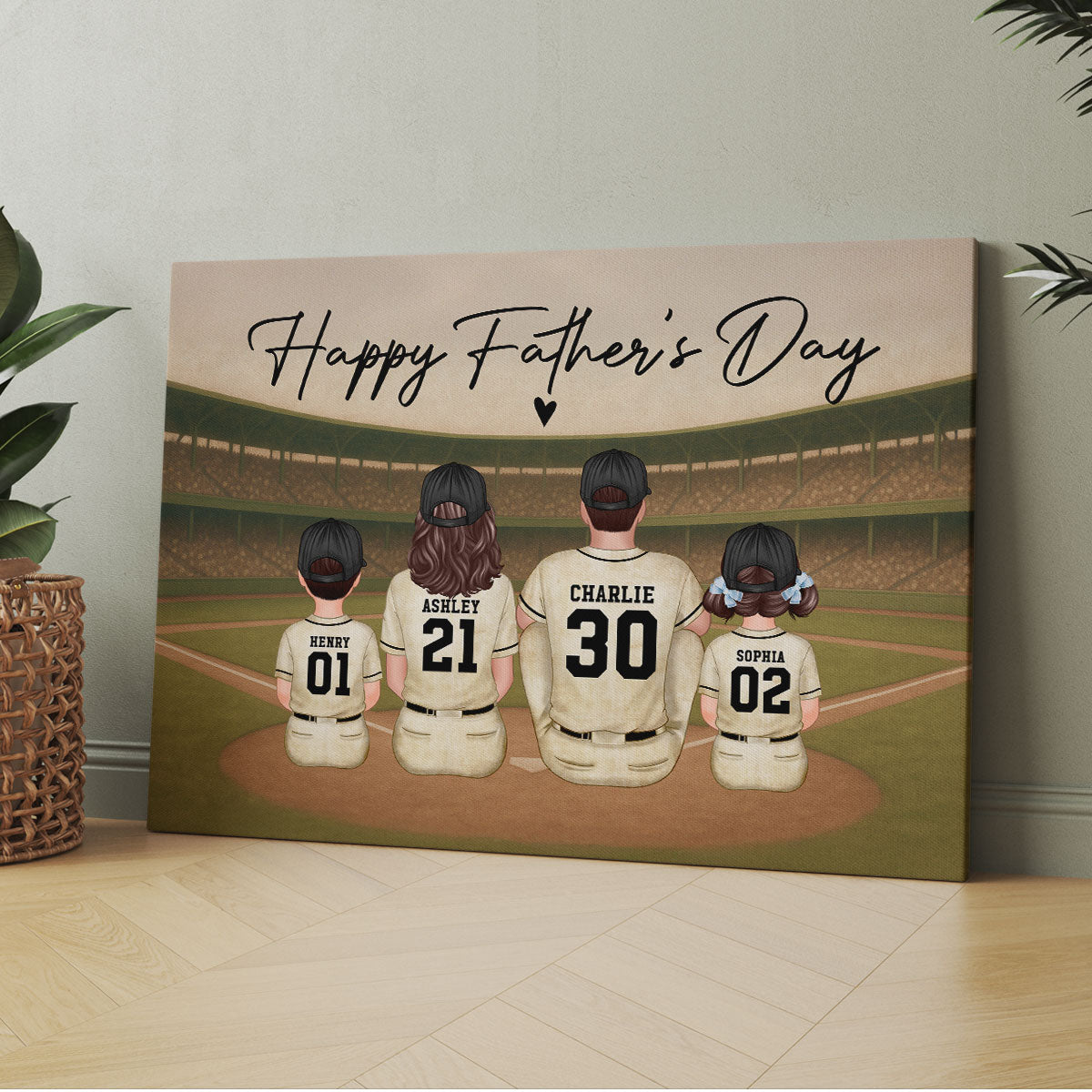 Retro Vintage Baseball Daddy's Dream Team Personalized Wrapped Canvas| Heartfelt Father's Day Gift For Dad, Husband