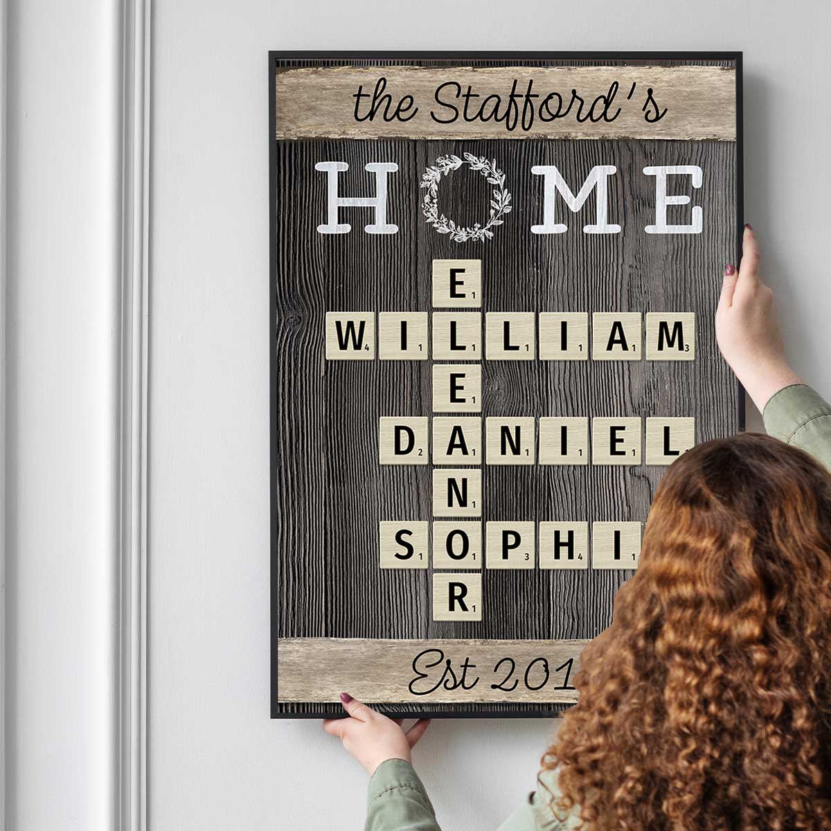Personalized Family Name "Home" Poster, Crossword Puzzle Art, Family Decor