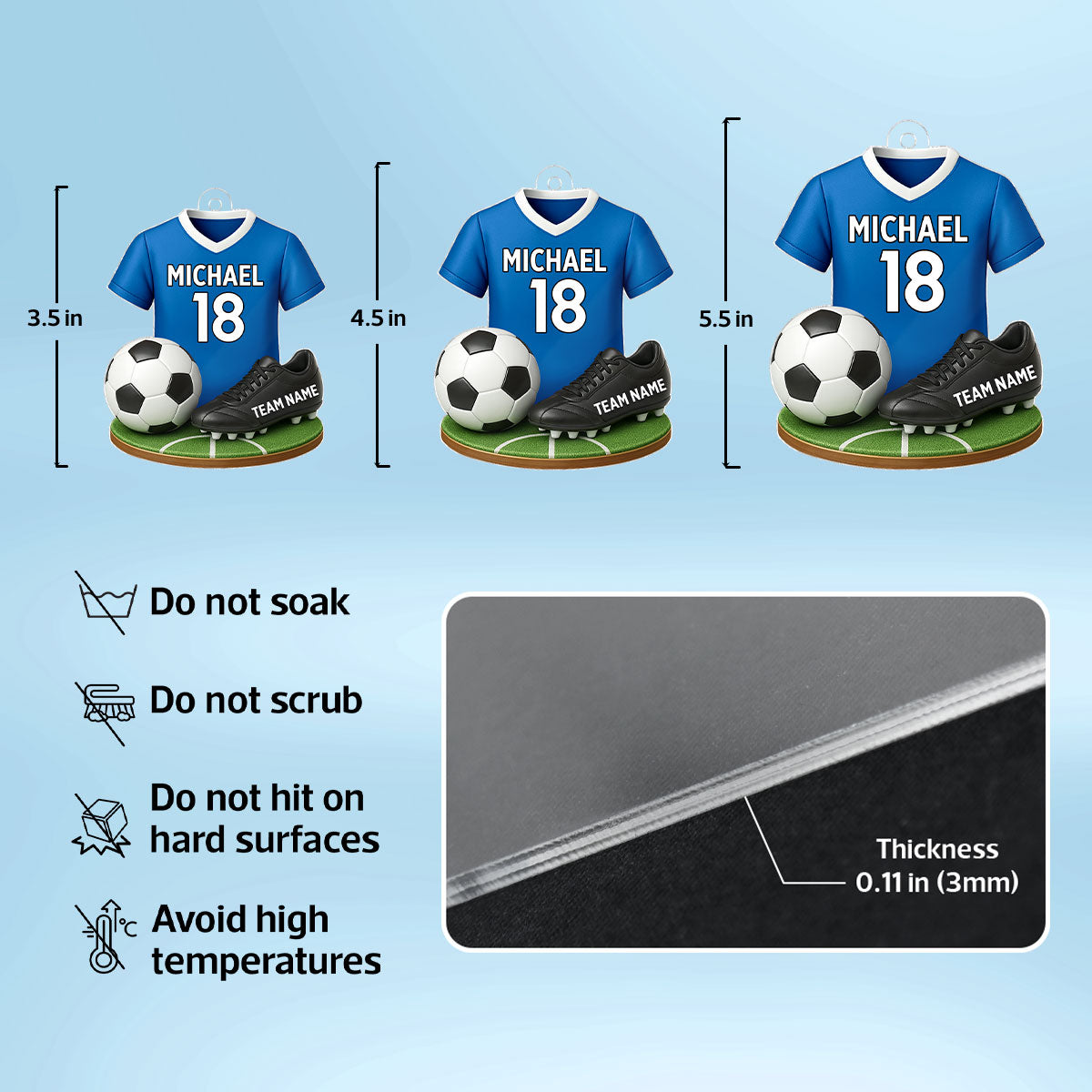 Soccer Kit 3D Effect - Personalized Acrylic Ornament - Christmas Gift For Son, Daughter, Grandkids
