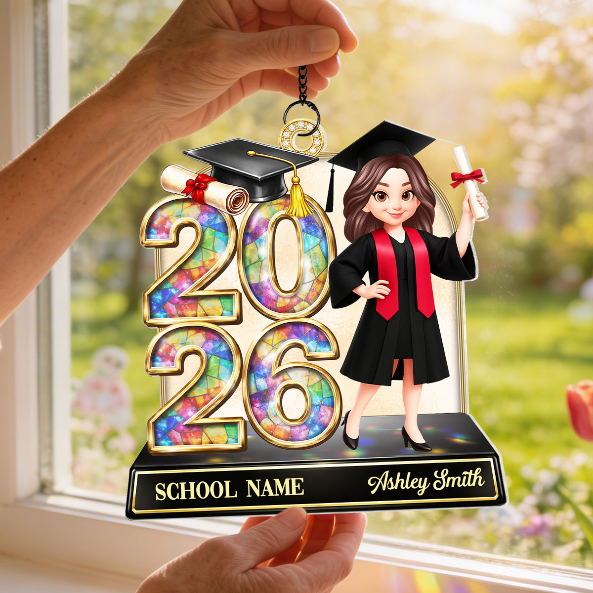 Senior Class Of 2026 2027 Graduate Keepsake 2D Flat - Personalized Acrylic Window Hanging - Graduation Gift For Daughter