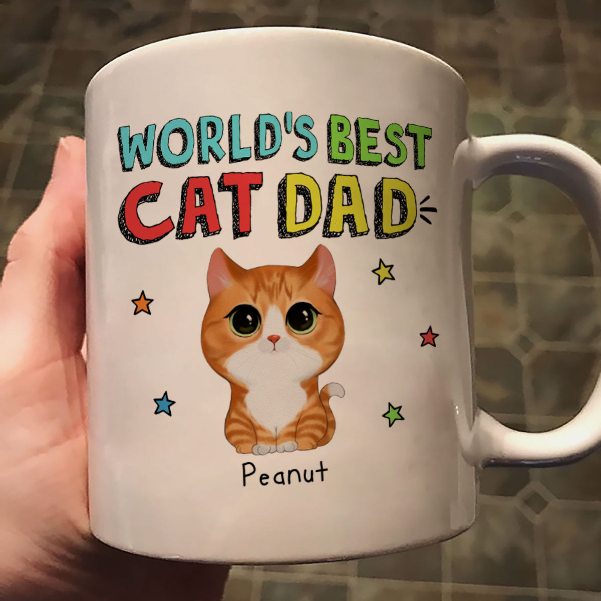 Colorful Watercolor Cute Cats World‘s Best Cat Dad Personalized Mug