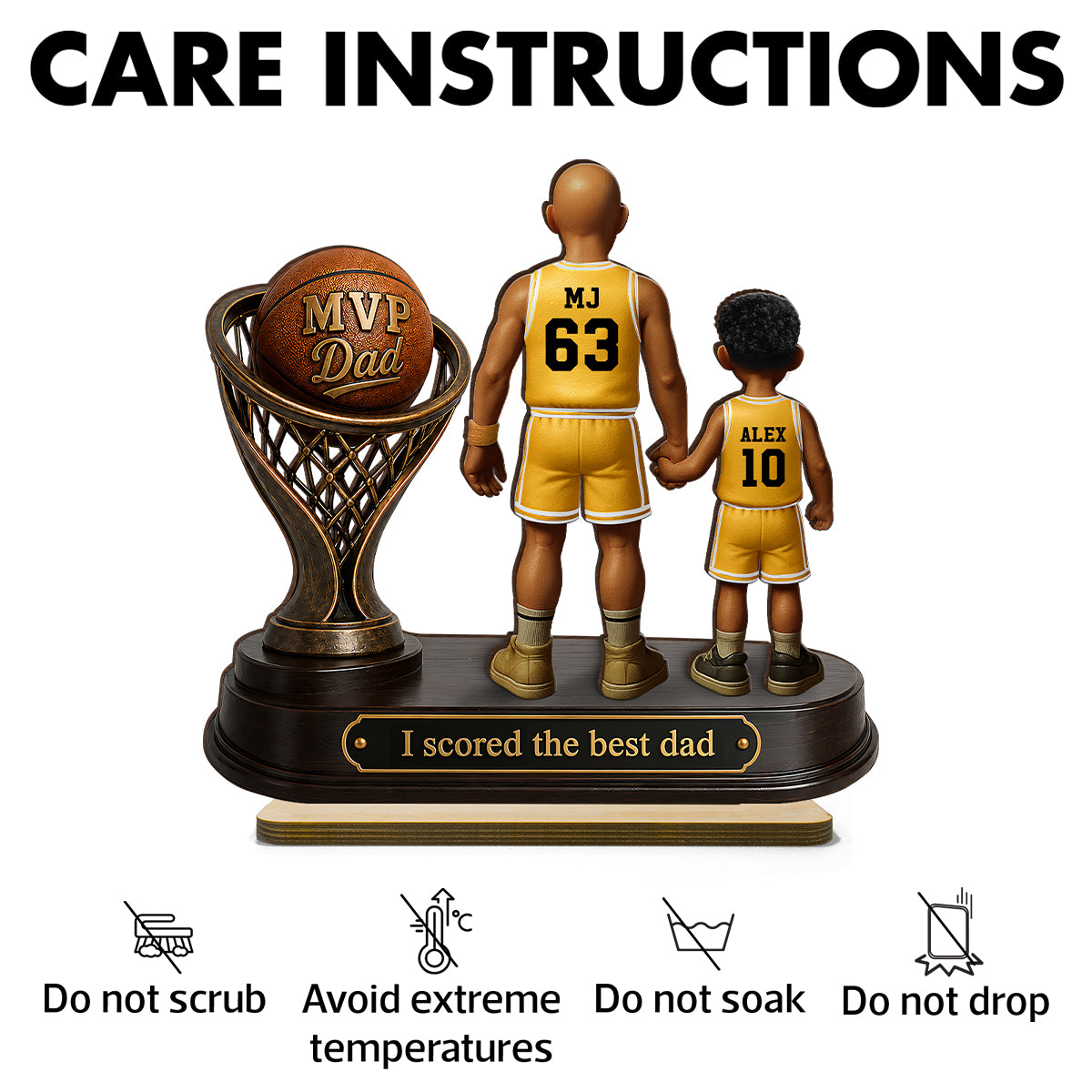 We Scored the Best Dad Basketball Trophy - Personalized 2-Layered Wooden Plaque - Father's Day Gift for Dad, Husband