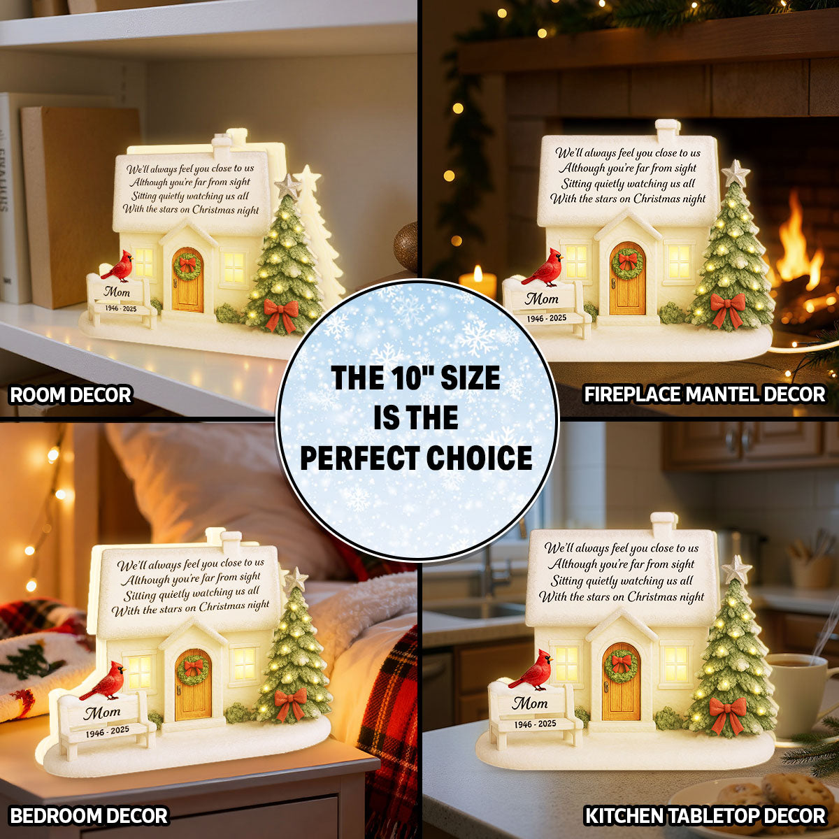 3D Effect Christmas Family Memorial House Always Feel You Close To Us - Personalized Light Box