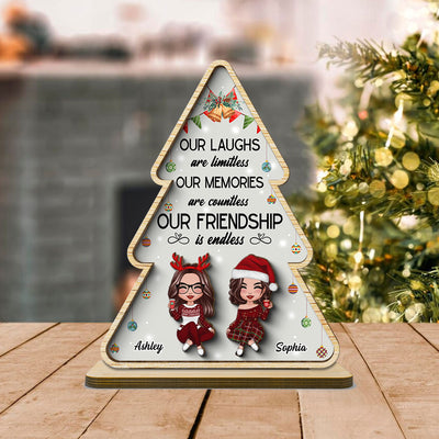 Our Friendship Is Endless Personalized Standing Wooden Plaque, Christmas Gift For Best Friends, Besties Gift