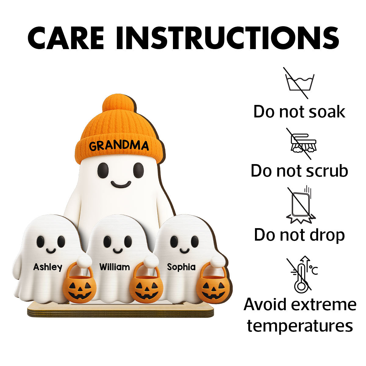 Grandma Boo Crew Halloween Decor - Personalized 2-Layered Wooden Plaque - Gift For Grandmas