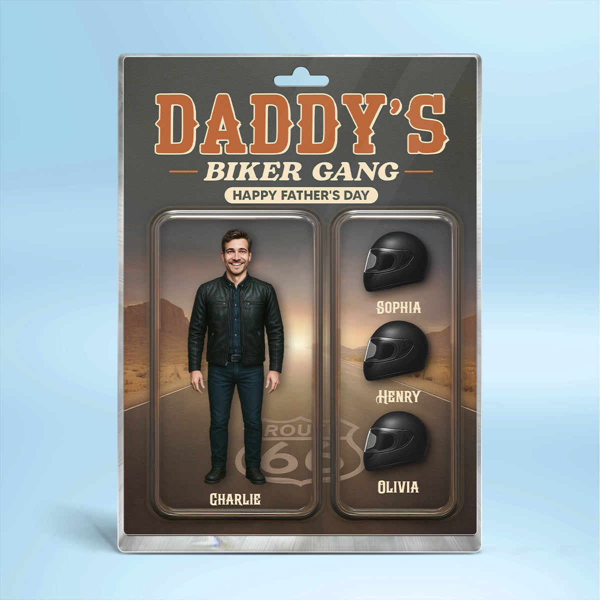 Daddy's Grandpa's Biker Gang Custom Figure 3D Effect Personalized Rectangle Flat Acrylic Block Plaque