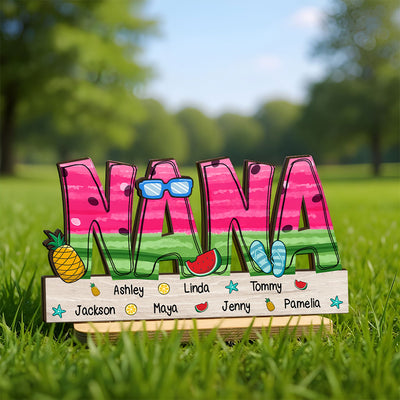 Summer Grandma Mom Watermelon Pattern Personalized 2-Layer Standing Wooden Plaque