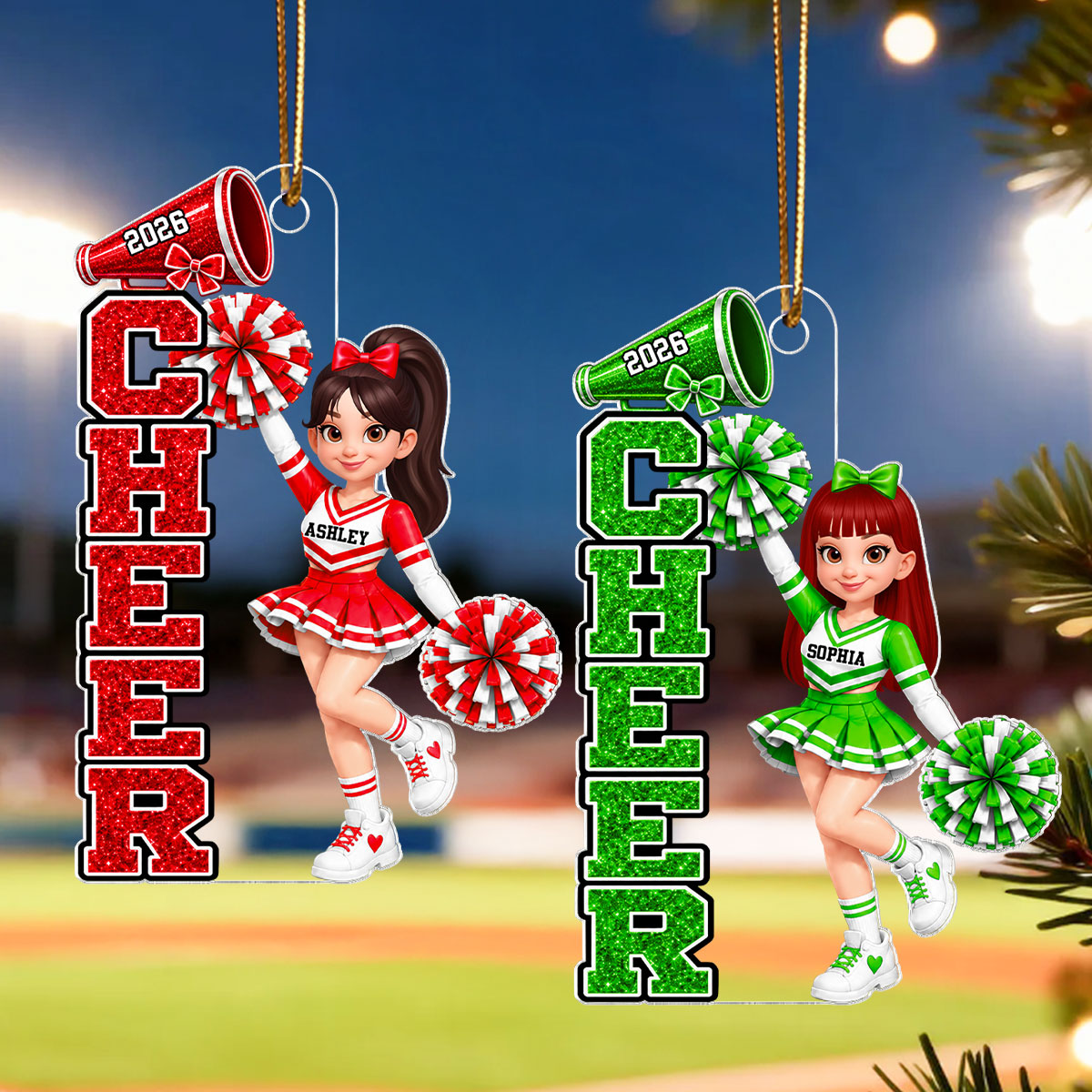 Beautiful Cheerleader Cheer - Personalized Acrylic Ornament - Christmas Gift For Cheerleaders, Daughter, Granddaughter
