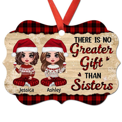 Checkered Pattern Doll Besties Sitting Personalized Christmas Ornament