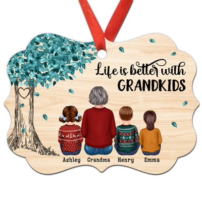 Grandma Life Is Better With Grandkids Under Tree Personalized Christmas Ornament