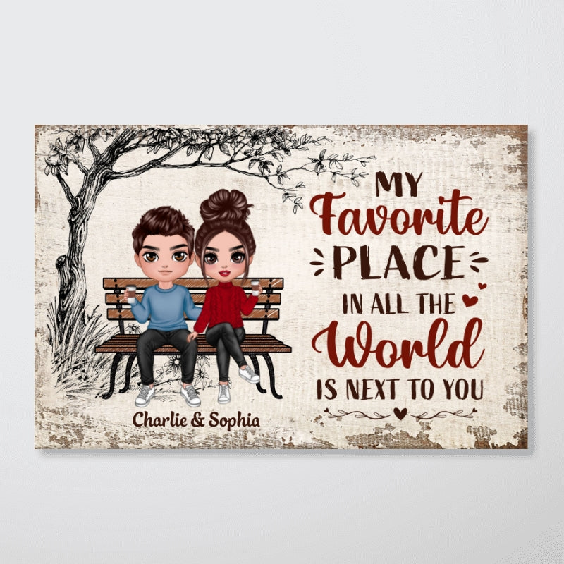 My Favorite Place Doll Couple Sitting Valentine‘s Day Gift Personalized Poster