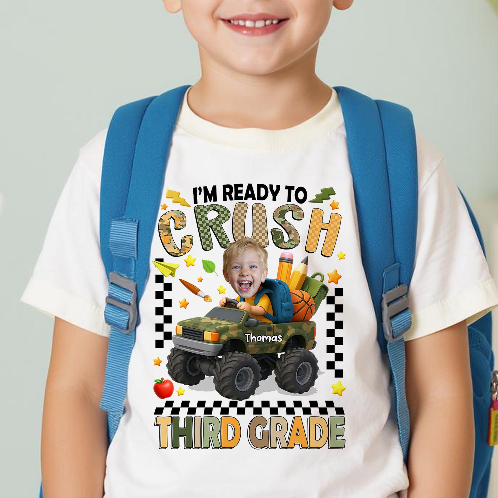 I'm Ready to Crush School Personalized Youth Shirt, Back to School from Pre-K to Fourth Grade for Boys
