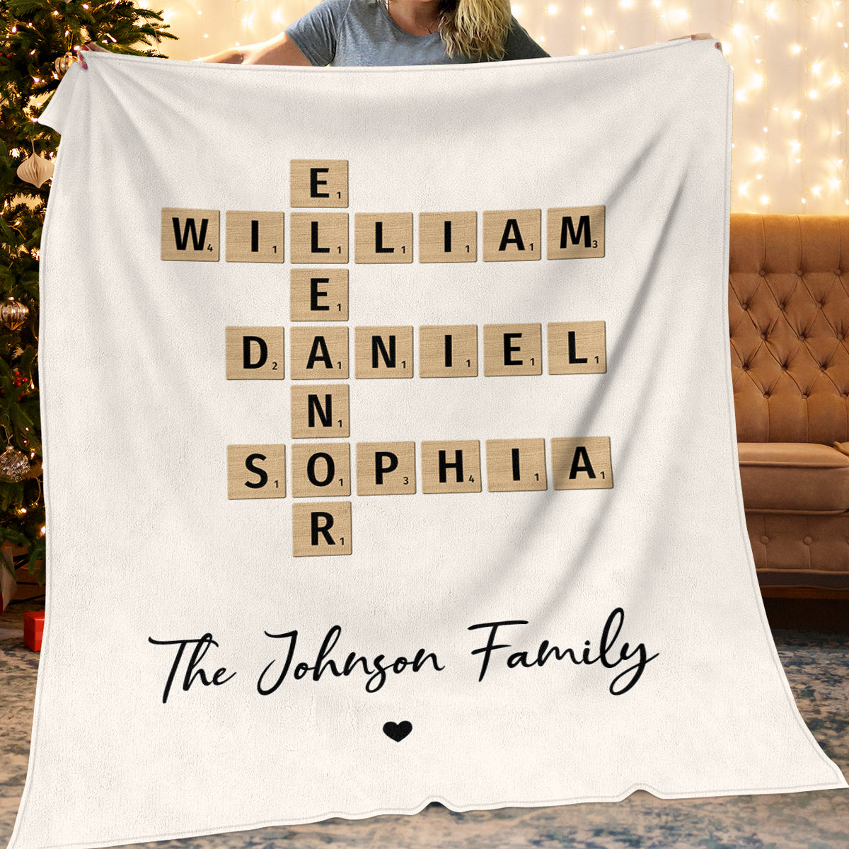 Family Crossword Puzzle Art Family Bond Personalized Fleece Blanket