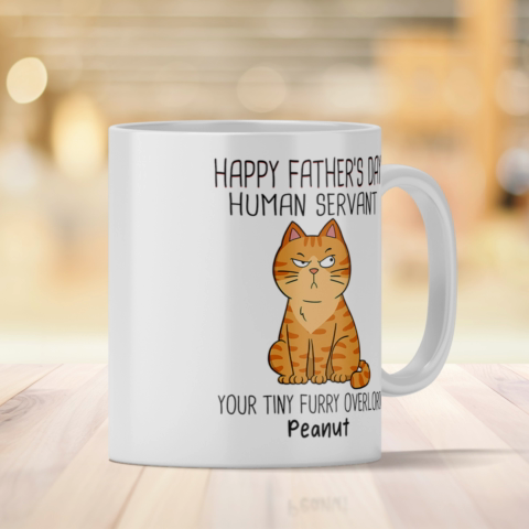 Happy Father‘s Day Human Servant - Personalized Mug - Gift For Cat Dad, Dad, Husband