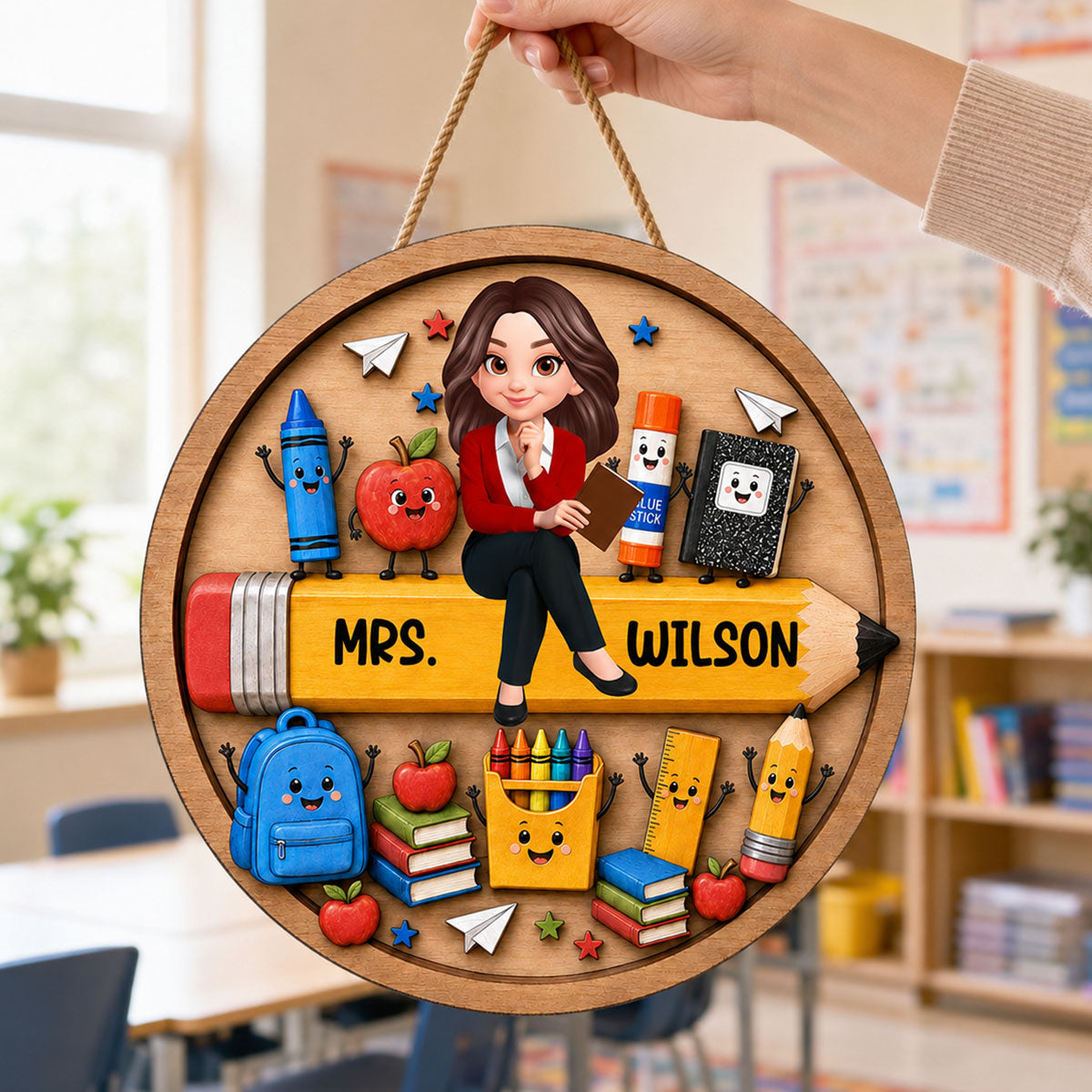 Funny School Supplies Teacher Welcome To Classroom - Personalized Wood Sign - Back To School, Classroom Decor
