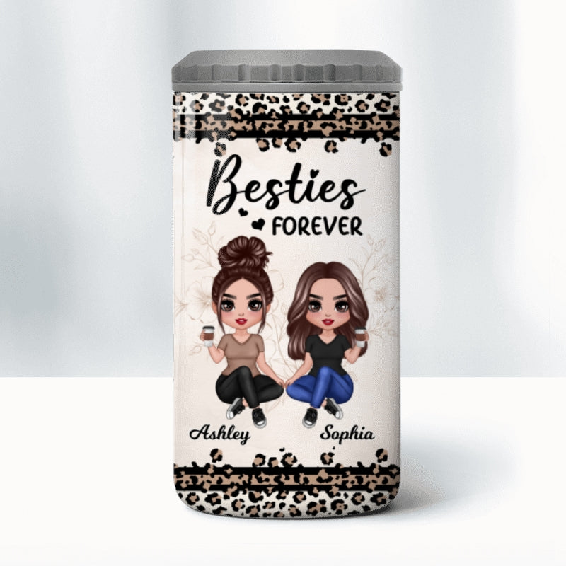 Leopard Pattern Sitting Doll Besties Personalized 4 In 1 Can Cooler