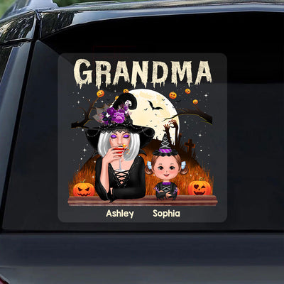 Grandma Mom And Kids Halloween Night Personalized Decal, Halloween Decor