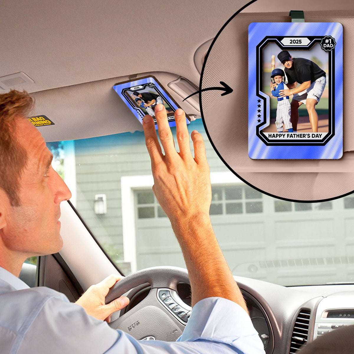 Premium Baseball Card Personalized Acrylic Car Visor Clip, Father's Day Gift for Dads, Gift for Husband