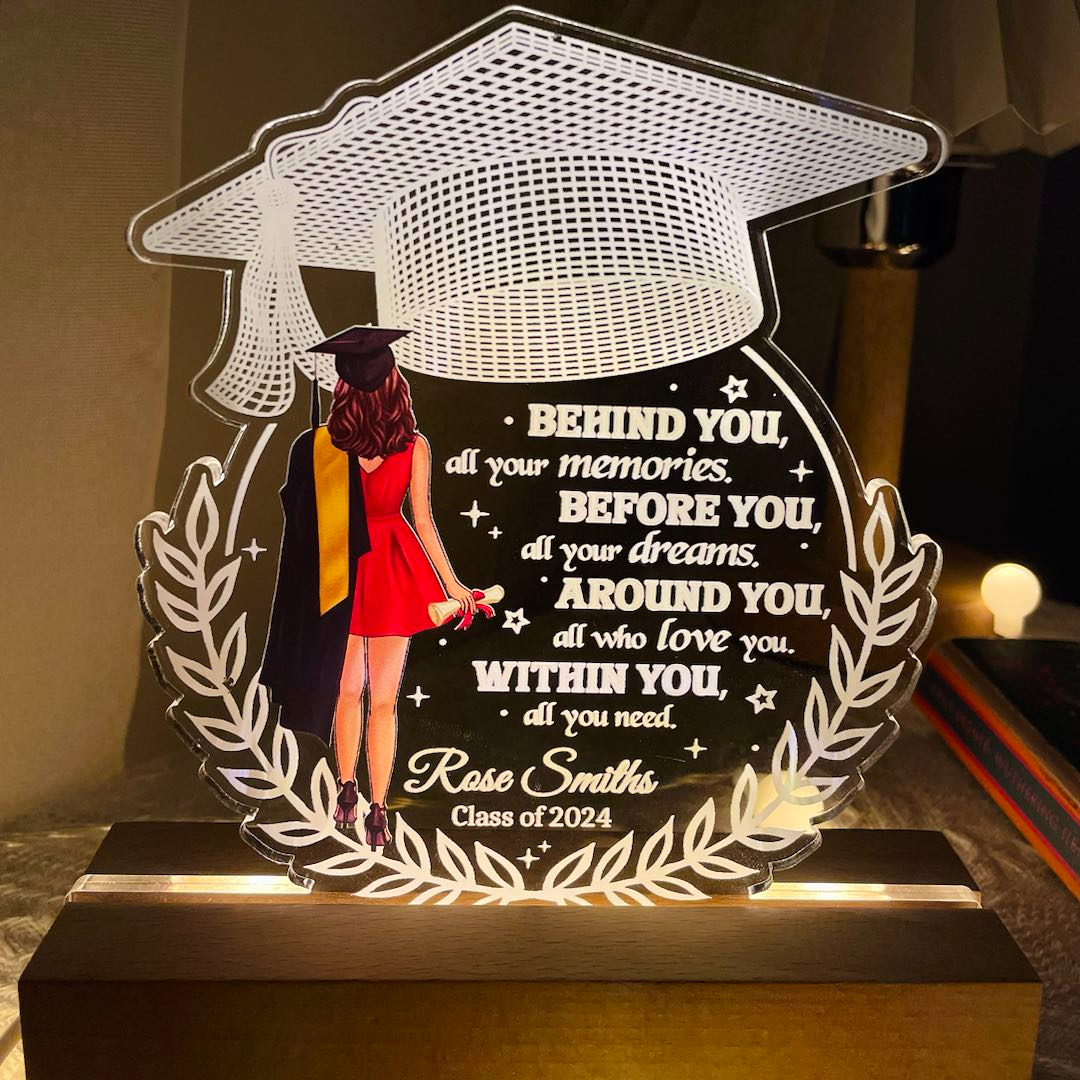 Behind You All Your Memories Graduation Gift - Personalized Acrylic LED Night Light