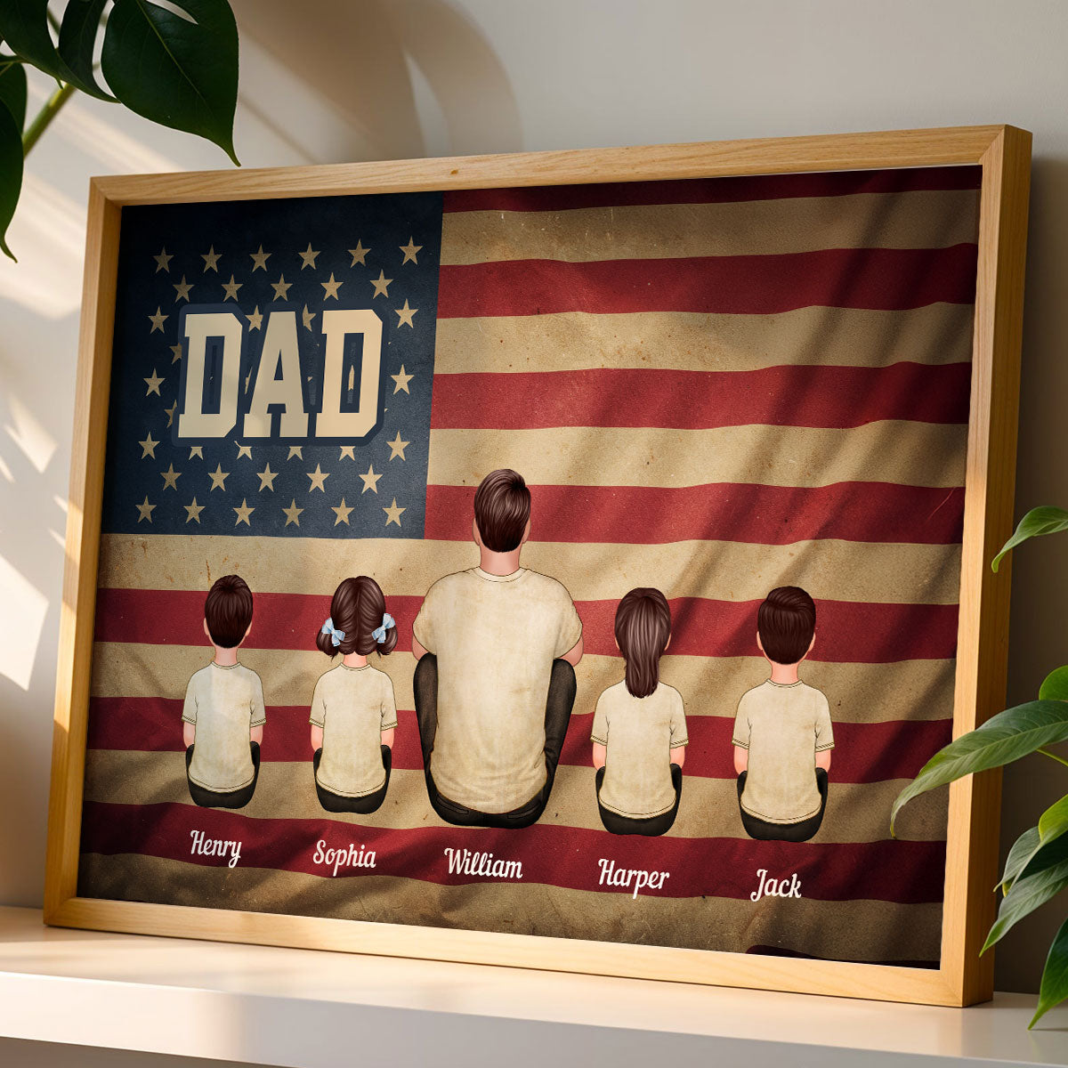 Vintage Retro Nation Flag Family Personalized Poster, Gift For Dad, Mom