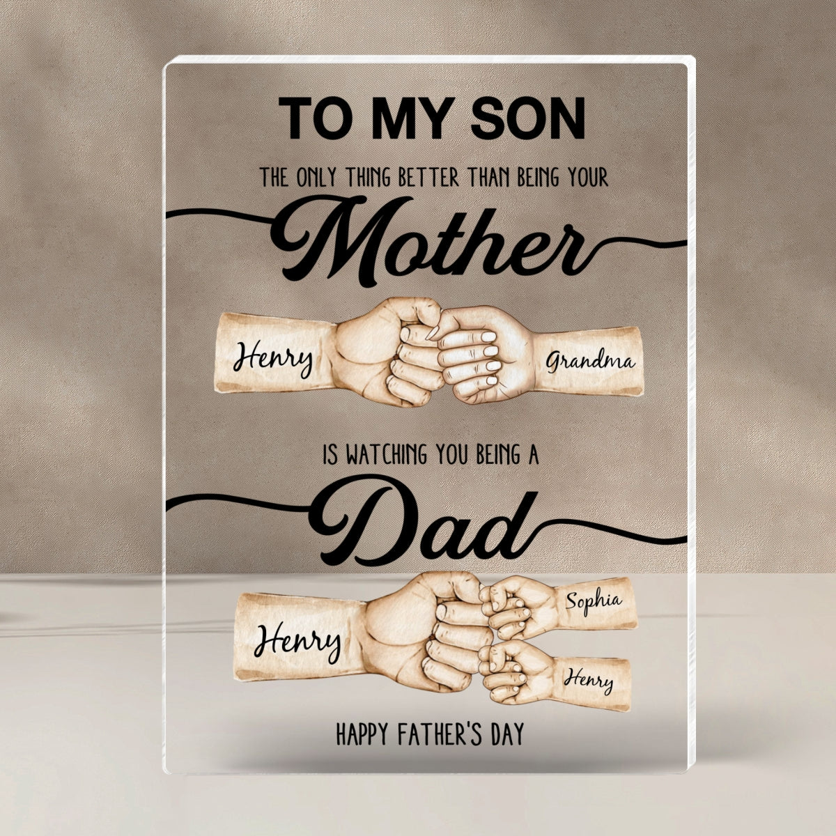The Only Thing Better Than Being Your Mother Fist Bump Personalized Acrylic Block, Father's Day gift for Son from Mom