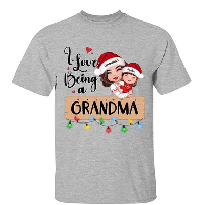 I Love Being A Grandma Hugging Grandkid Personalized Christmas Shirt