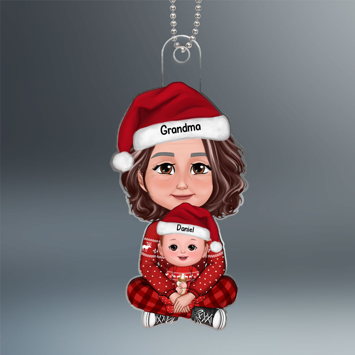 Baby Sitting In Grandma Mom Lap Crossed Leg Christmas Gift Personalized Acrylic Ornament-Baby's First Christmas-Personalized Gift For Grandma
