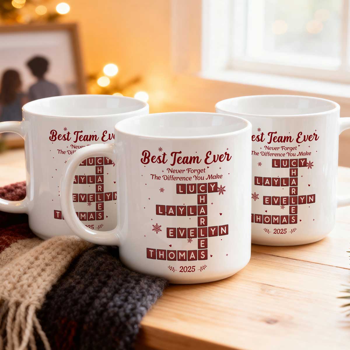 Best Team Ever Crossword Puzzle Art - Personalized Mug - Gift For Coworkers, Colleagues