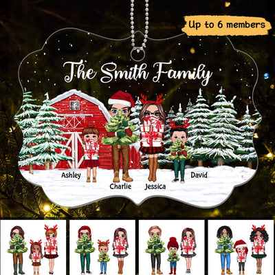 Doll Family Christmas Tree Farm Personalized Acrylic Ornament