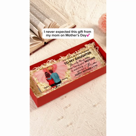 To My Daughter From Mom Personalized Acrylic Desk Block Plaque, Gift, Home Decor, Office Decor Gift For Daughter