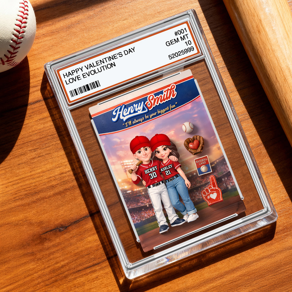 Happy Valentine's Day Baseball Couple Trading Card - Personalized Acrylic Block Plaque - Sentimental Gift for Him, for Her