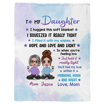 To My Daughter Pastel Color Doll Mom And Daughter Personalized Fleece Blanket