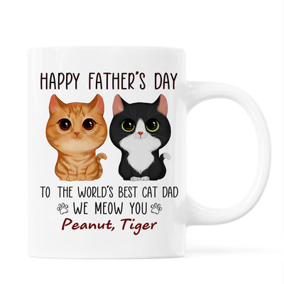 Happy Father‘s Day World’s Best Cat Dad Watercolor Cute Cat Personalized Mug