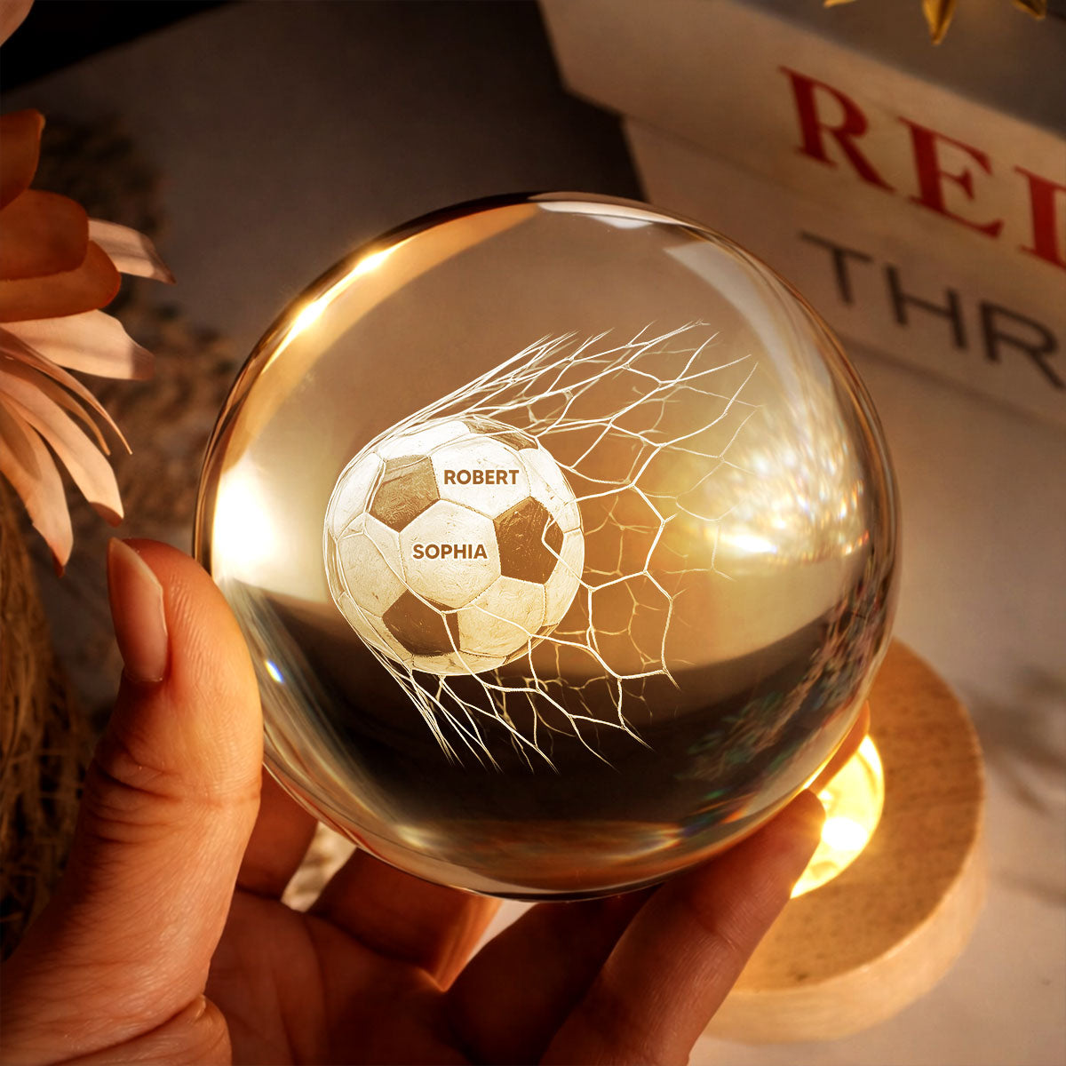 We Scored The Best Dad - Personalized Crystal Ball LED Night Light - Father's Day Gift For Soccer Dad