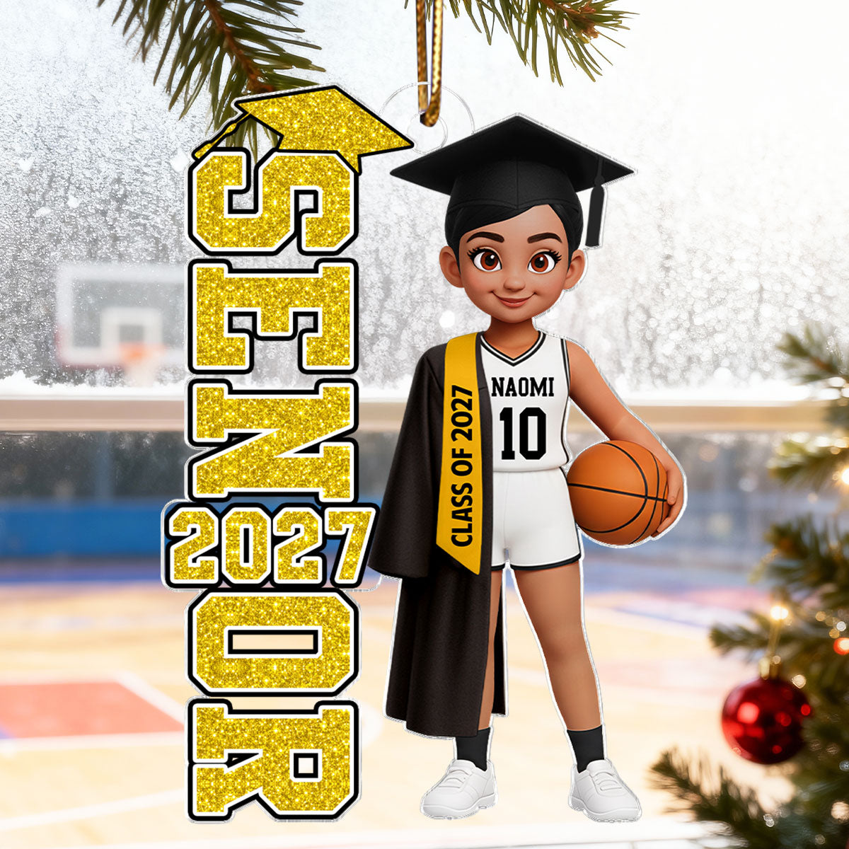 Basketball Senior 2026 2027 - Personalized Acrylic Ornament - Christmas Gift For Seniors, Daughter, Son, Granddaughters, Grandsons