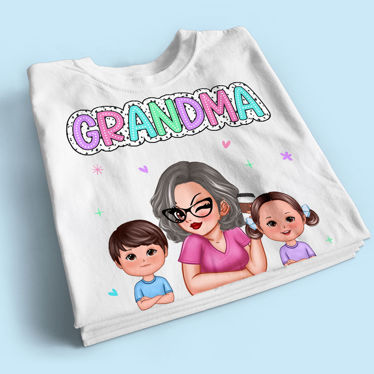 Summer Pastel Dalmatian Dots Grandma And Grandkids Personalized Shirt