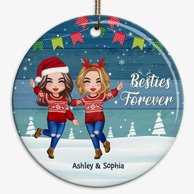 Blue Palette Happy Doll Besties Personalized Circle Ornament