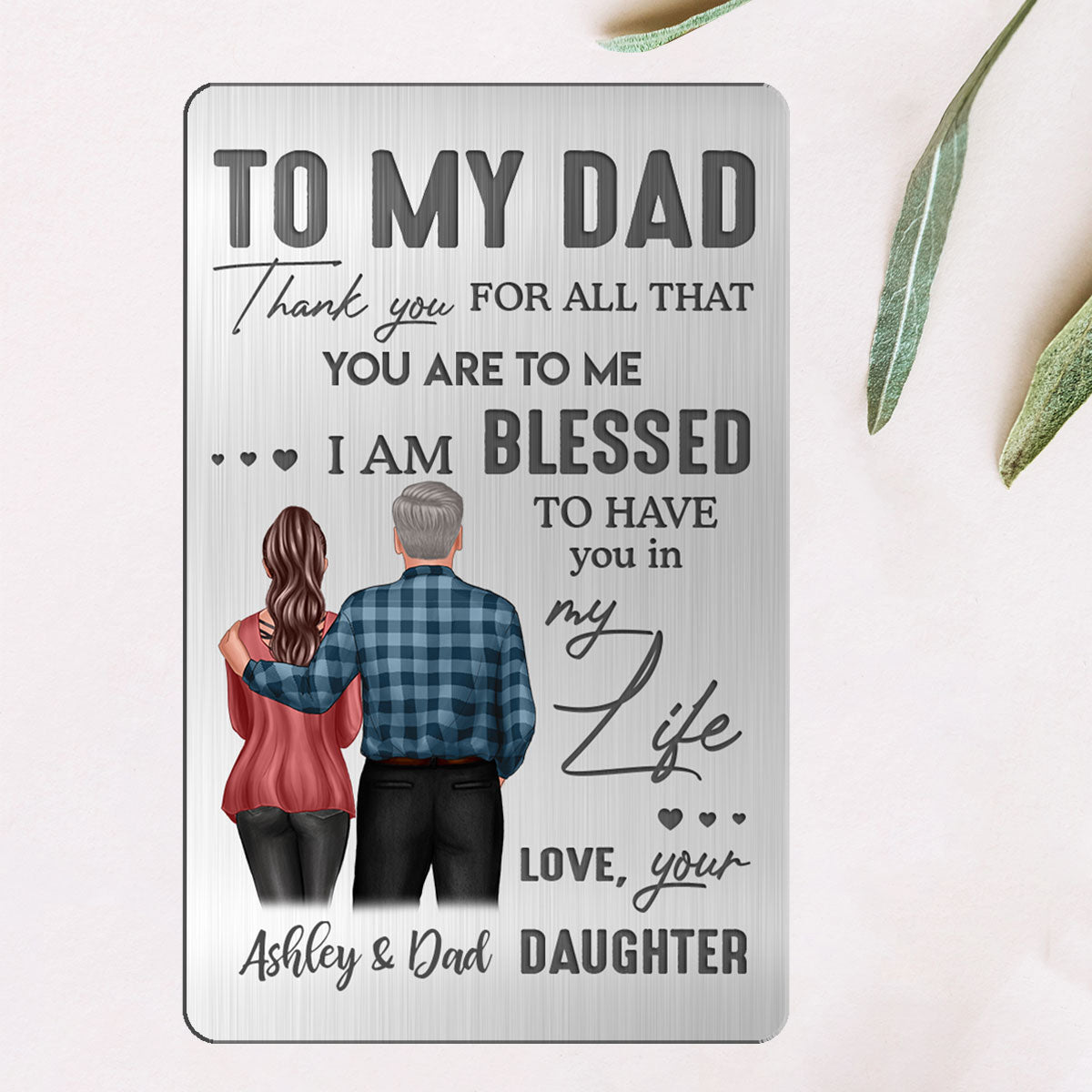 To My Dad From Daughter Son Personalized Metal Wallet Card