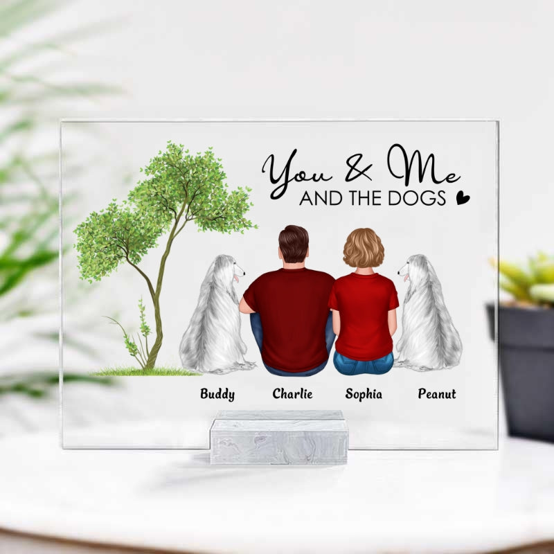Couple & Dogs Back View Gift For Dog Lover Personalized Acrylic Plaque