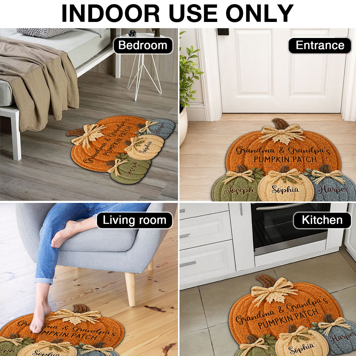 Grandma & Grandpa's Pumpkin Patch - Personalized Doormat - Fall Season Decor For Grandparents