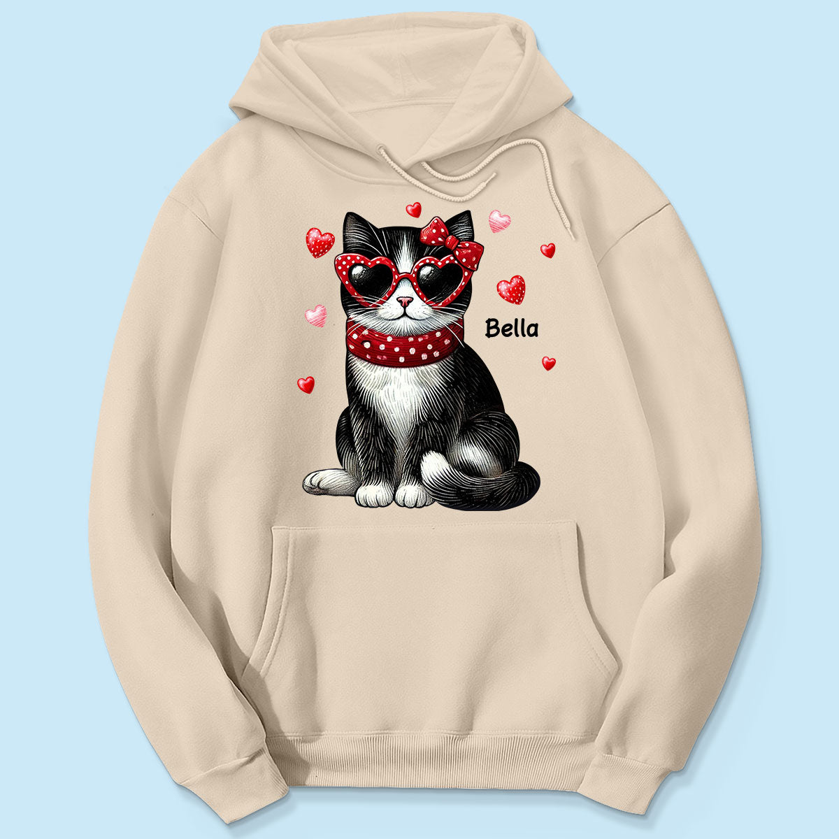 Retro Coquette Cat Sitting Sweatshirt, Personalized Sweatshirt For Cat Moms