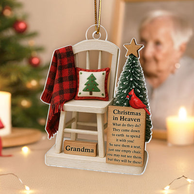 Christmas In Heaven Save A Seat - Personalized Acrylic Ornament - Christmas Memorial Keepsake For Family