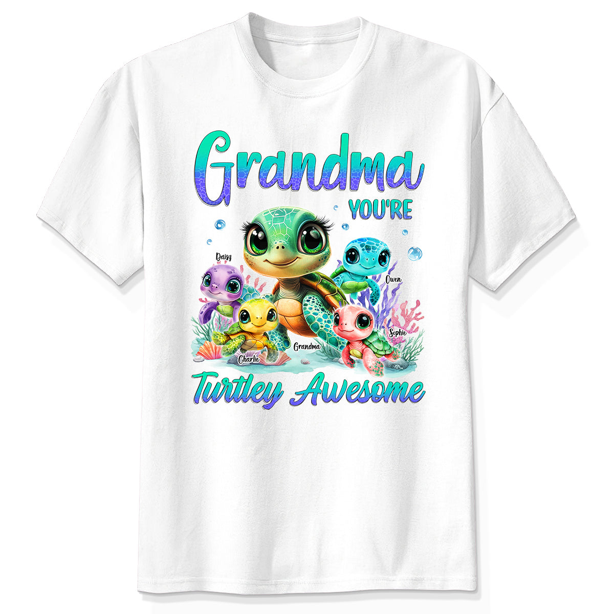 Grandma You're Turtley Awesome Personalized Shirt, Gift for Grandma