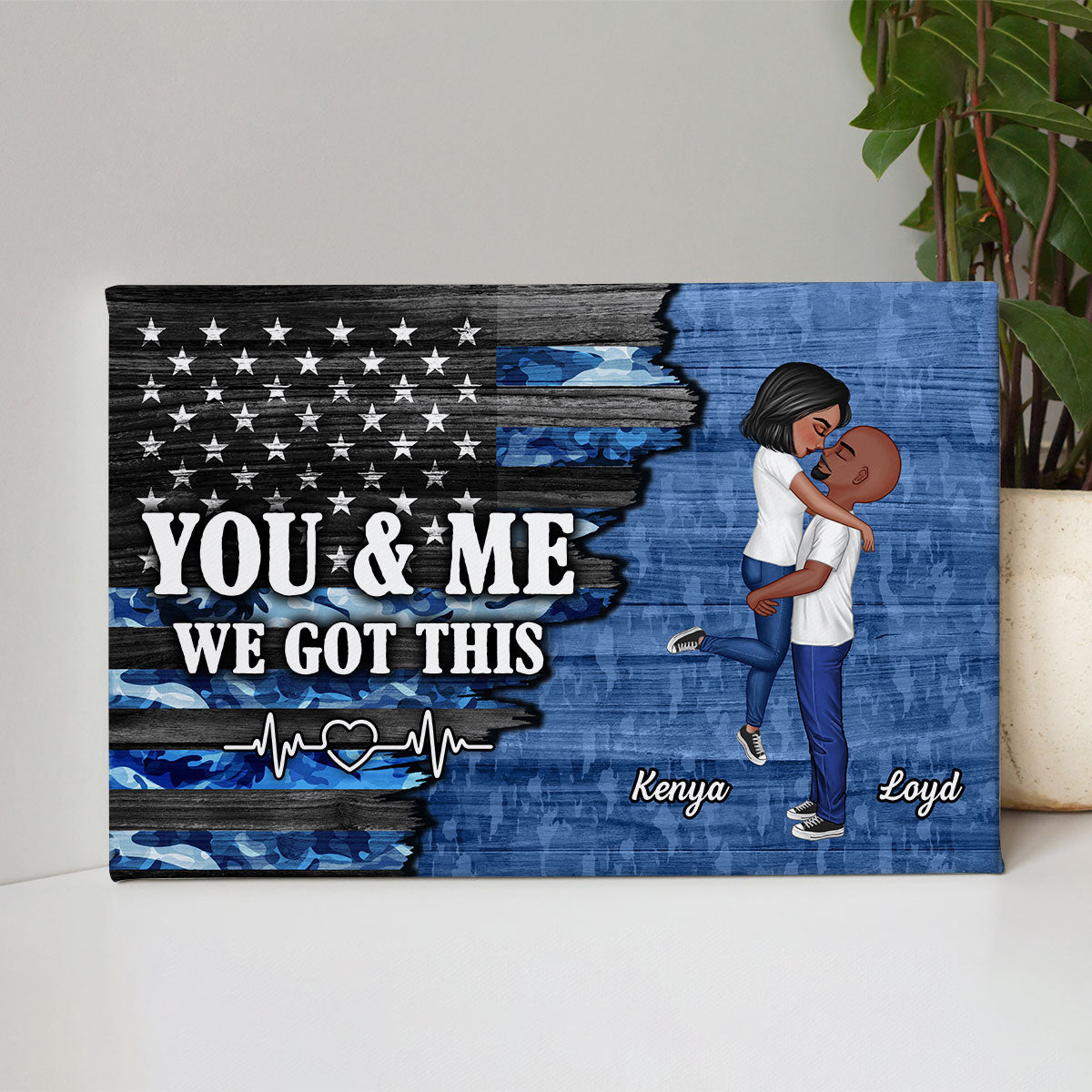 Hero Couple Nation Flag Gift by Occupation For Her, For Him Personalized Canvas