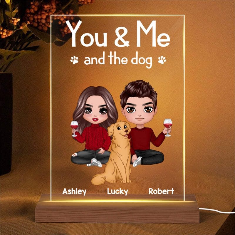 Couple You Me The Dogs Gift For Him Gift For Her Personalized Rectangle Acrylic Plaque LED Lamp Night Light